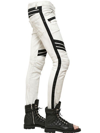 2016 white biker jeans street pants Mens Biker pant Slim Fit skinny Pant Joggers Motorcycle elastic pants