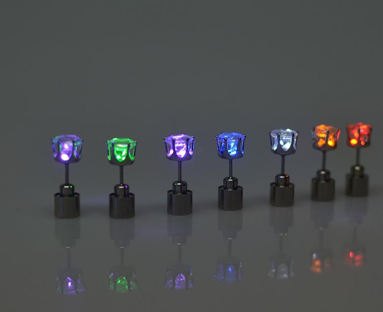 Newest Christmas party light up CZ crystal earrings men women kids dance club LED Luminous Stud Flash Earrings festive event props gift