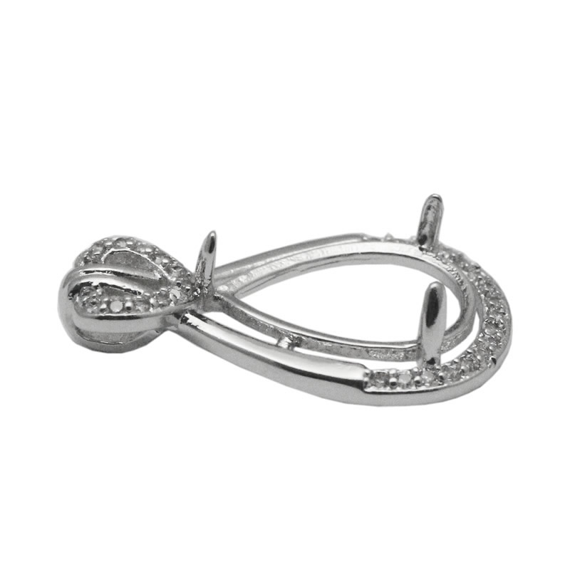 Beadsnice teardrop pendant blanks 925 sterling silver pendant setting for cabochons diy pendant tray jewelry supplies ID 34057