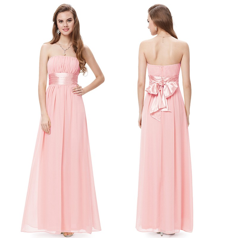 new stock sexy long chiffon formal prom dresses bow beads pleats floorlength evening bridemaid party gowns