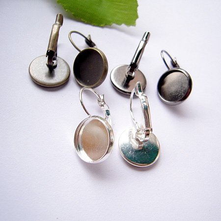 Beadsnice brass french lever back earring base blank findingsdiy earings fashion fit 10mm glass cabochon ID6334