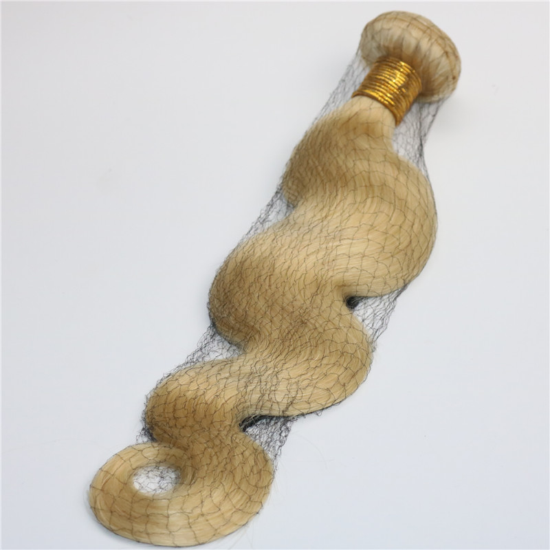 613 Hair Bundles Human Hair Weave Bleached Blonde Body Wave Brazilian Virgin Hair Wefts can be dyed and styled.