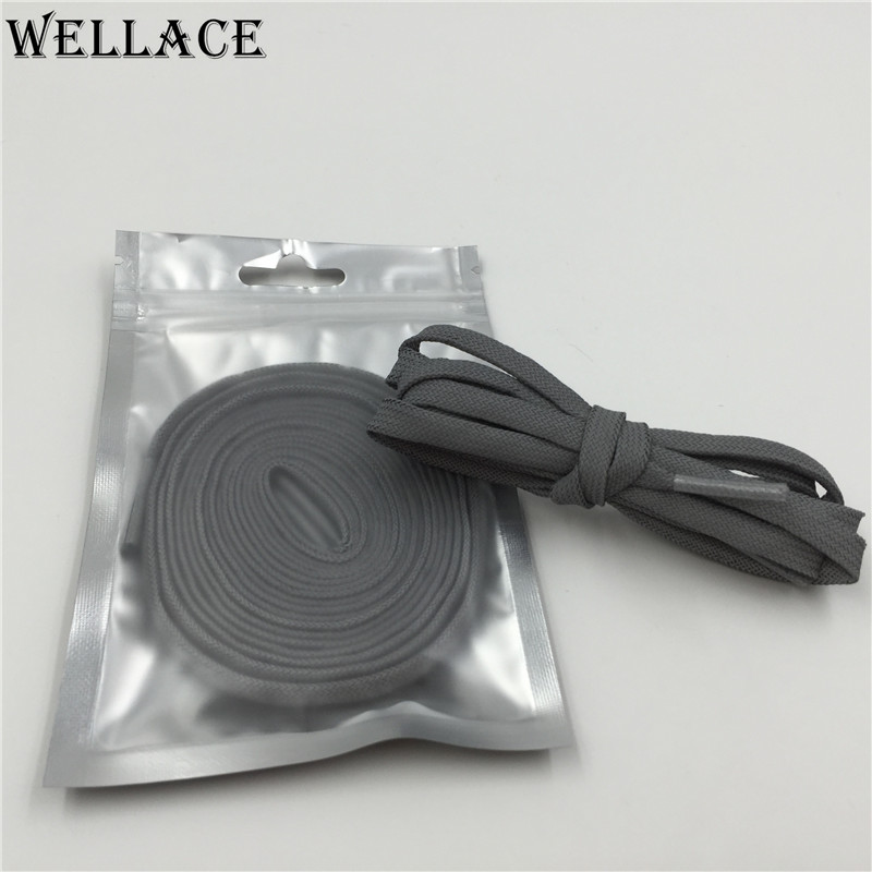 Wellace Solid Pure Color 3M reflective shoelaces Round flat safety shoe lace plastic tips latchet ropelaces 120cm for Sport Shoes Decoration