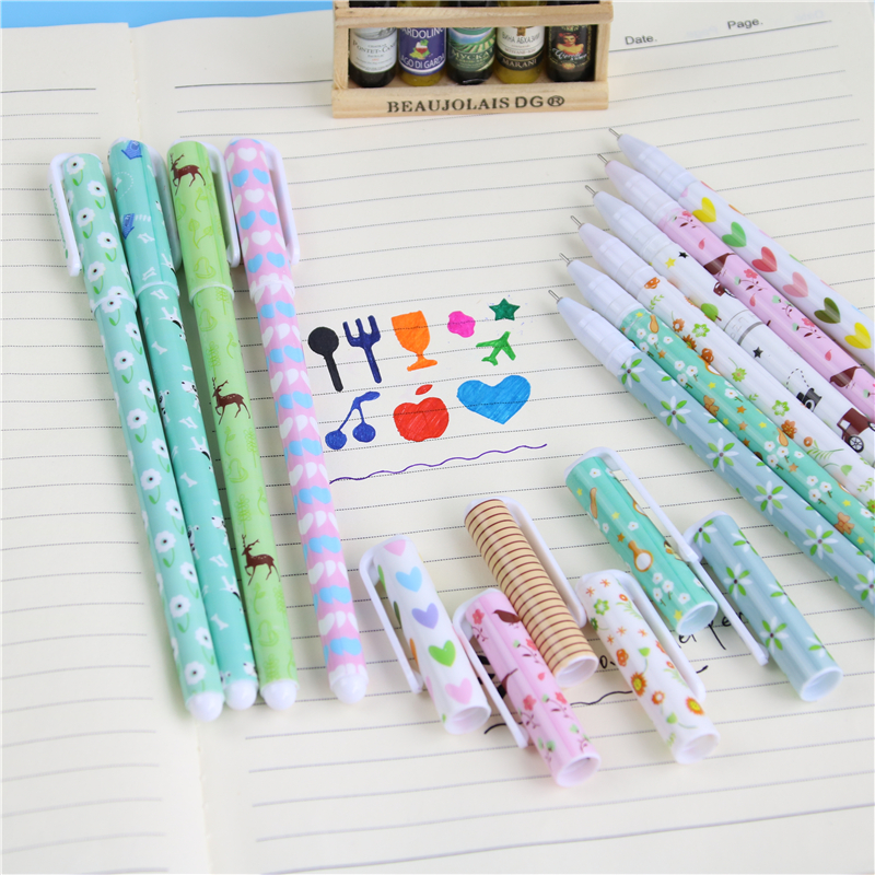 Wholesale-10 Pcs Fresh Style Kawaii Animal Print Gel Ink Pen Promotional Gift Stationery School Office Supply