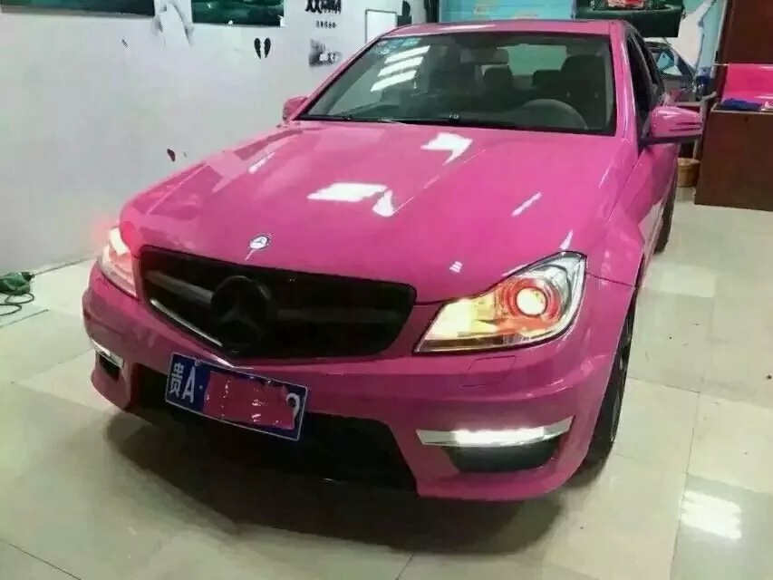 Premium Rose pink 3 Layers Gloss Vinyl wrap High Glossy Car Wrap Film with air Bubble Free vehicle wrap covering foil Size:1.52*20M/Roll 5x65ft Low ta