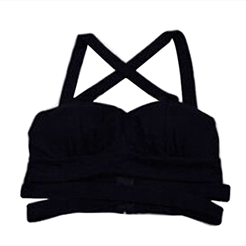 Wholesale-Women's Backless Crossing Tank Tops Bustier Bra Bralette Blouse Vest Crop Top 6RDO 7G3Q
