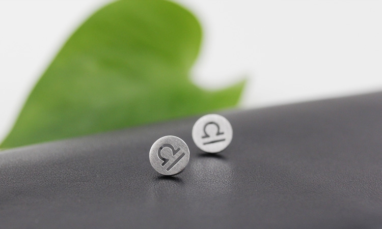 10Pair- S001 Libra Stud Earrings Signs 12 Zodiac Constellation Earrings Horoscope Astrology Round Disc Stud Earrings for Birthday Gifts