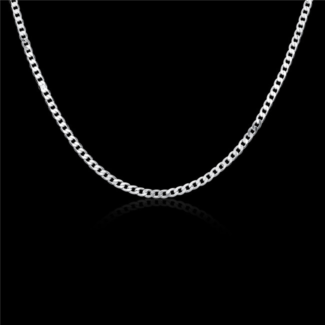 Best gift 4MM Sideways Necklace sterling silver plate necklace STSN132,discount fashion 925 silver Chains necklace factory direct sale
