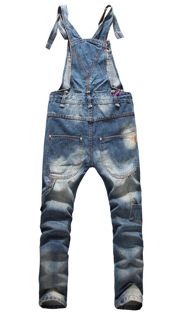 Wholesale-Free shipping plus size Mens Casual Denim Jumpsuit Mens Skinny Jean Overalls Ripped Vintage Bib Pants Male suspenders jeans