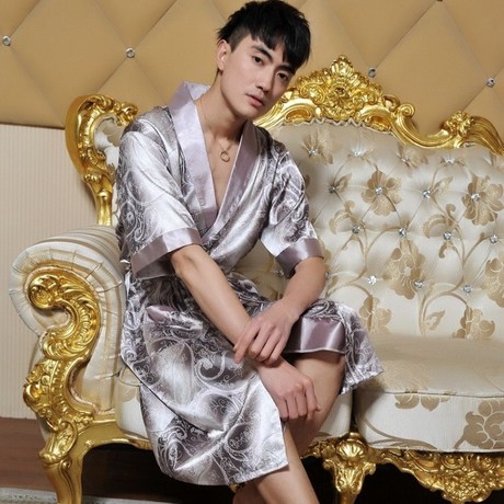 Wholesale-1pcs men robes bathrobe plus size Manview robe for man mens sexy sleepwear male kimono silk free shipping Silk bathrobe men