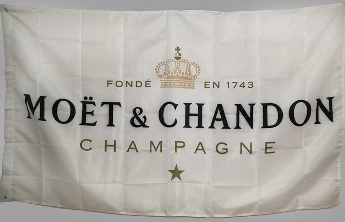 Custom White Flag Banner for Moet & Chandon Champagne 3x5 ft Polyester High Quality Bar Banner
Custom White Flag Banner for Moet & Chandon Champagne 3x5 ft Polyester High Quality Bar Banner