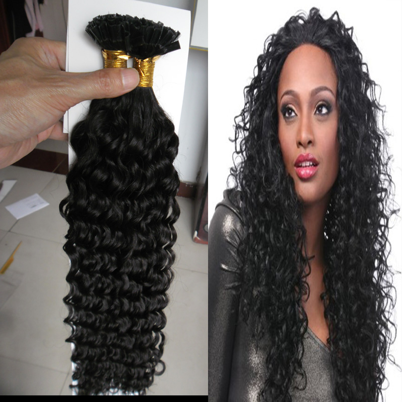 U Tip Kinky Curly Brazilian Hair Extensions Keratin Pre bonded Nail Tip Hair Extension Human Virgin hair Fusion Extensions Keratin 100g от DHgate WW