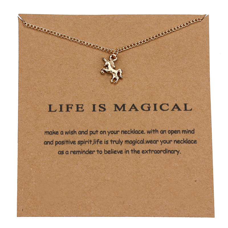 10PCS Fairy Tale Unicorn Necklace Animal Gold/Silver Unicorn Pendant Chain Necklace Jewelry Gift for Women