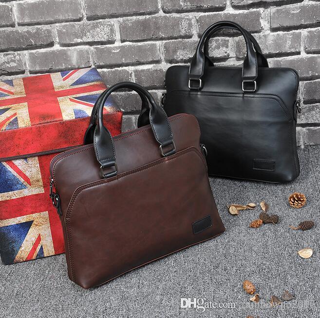 

Factory wholesale men bag of simple splicing high-capacity portable briefcase man crazy horse leather business mens briefcases retro compute, Brown