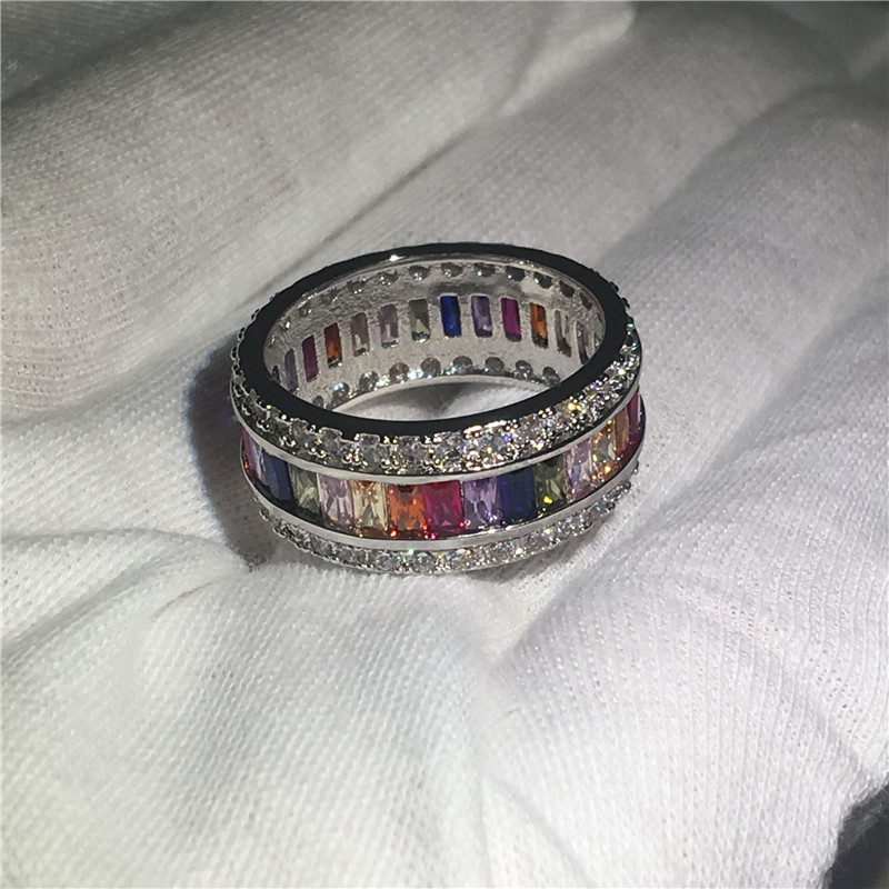 Trending ring 15ct Mitul Colors zircon stone White gold filled Anniversary wedding band rings for women men Bijoux