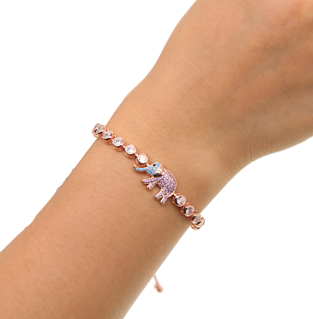 Cute African cz turquoise Elephant Bracelet Bead Animal Pendant Gold Charm Bracelets for Women Gift Women Girl pulseras