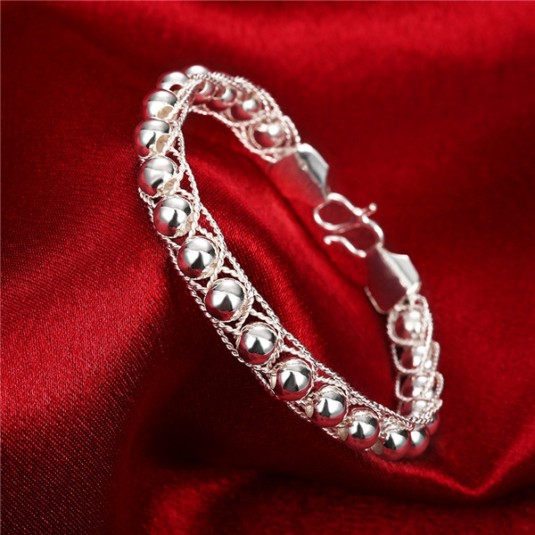 Hot sale christmas gift 925 silver Net Bead Bracelet DFMCH400, Brand new fashion 925 sterling silver Chain link bracelets high grade