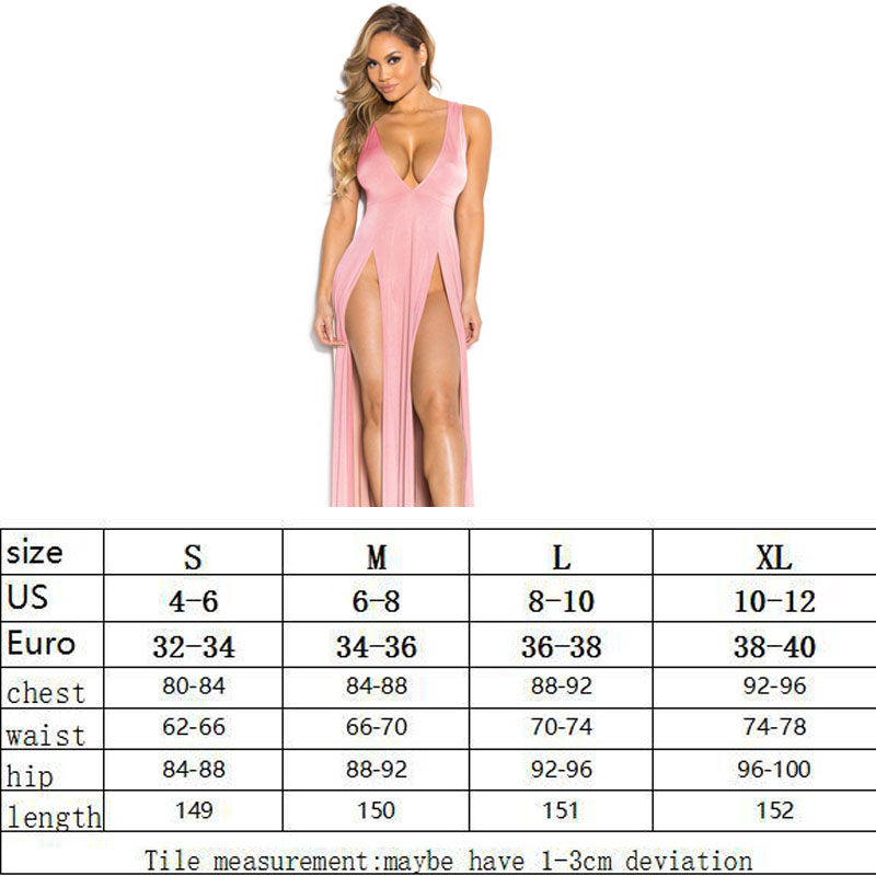 Vestidos 2017 Summer Women Maxi Dress Robe Sexy Club Ladies Party Dresses Deep V Sundress Split Pink Red White Black Long Dress q1110