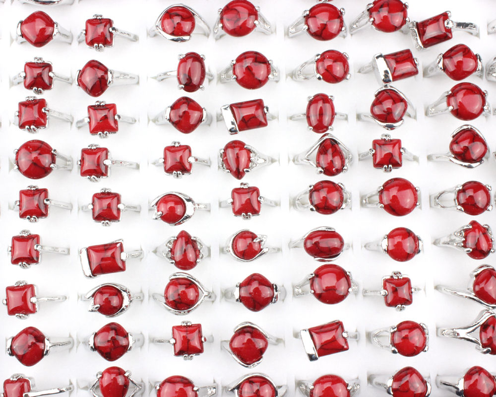 Wholesale Jewelry Fashion red natural turquoise stone silver Rings 100pcs including display box
Wholesale Jewelry Fashion red natural turquoise stone silver Rings 100pcs including display box