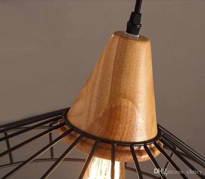 Retro Loft Led Industrial Pendant Lamp Wooden Chandelier Lighting for Restaurant Bar Coffee Kitchen Home Decoration