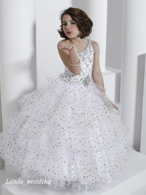 Cute Girl's Pageant Dress Princess Ball Gown Party Cupcake Young Pretty Little Kids Queen Flower Girl Dress