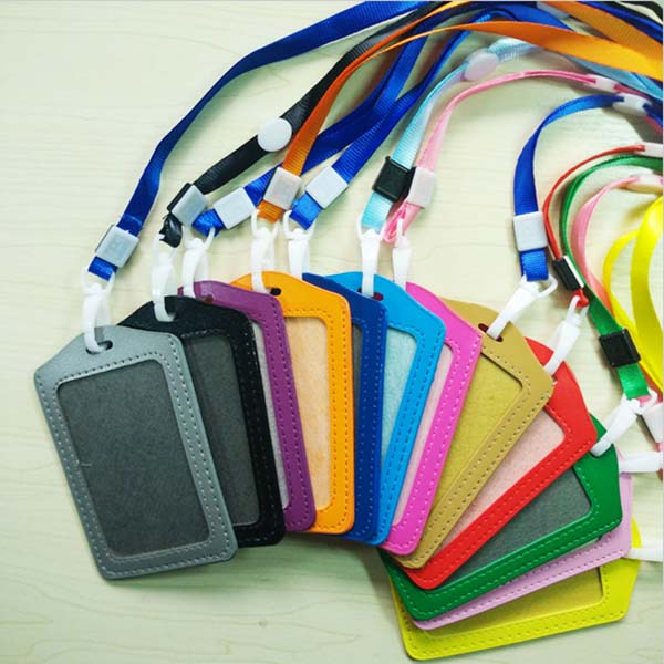 20pcs ID Badge Holder PU ID Card Accessories Holder Credit Card Bus Card Case Stationery School supplies With Lanyard Papelaria
