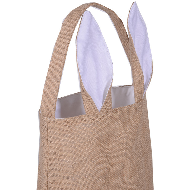 Cute Cotton And Linen Easter Bunny Ears Basket Bag For Easter Gift Packing Easter Handbag For Child Fine Festival Gift