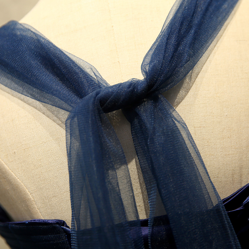 Dark Navy Bridesmaid Dresses Tulle Long Wedding Party Dress Evening Party Dresses Lace-up or Zipper Back as you want