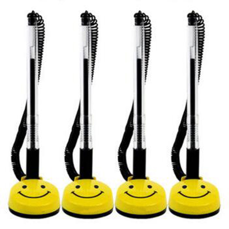 8Pcs/lot 0.5mm Gel Pens Swivel Stand Writing Pens Smile Face Desk Office Front Desk Counter Signing Pens Papelaria
