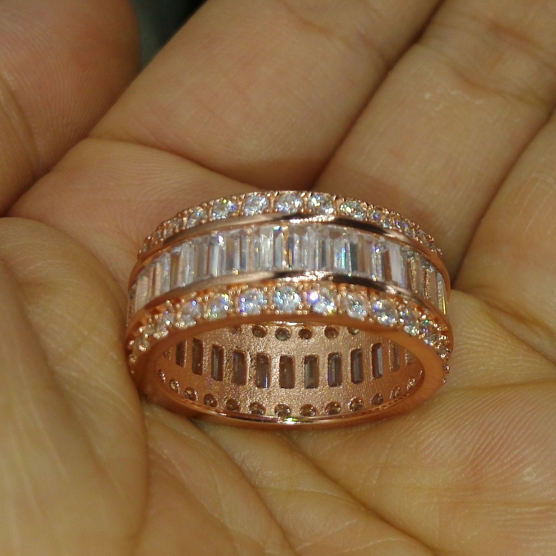 Size 5/6/7/8/9/10 New Luxury Jewelry 925 Sterling Silver Yellow Gold Plated Princess Gemstones Topaz Women Wedding Band Ring for Love gift