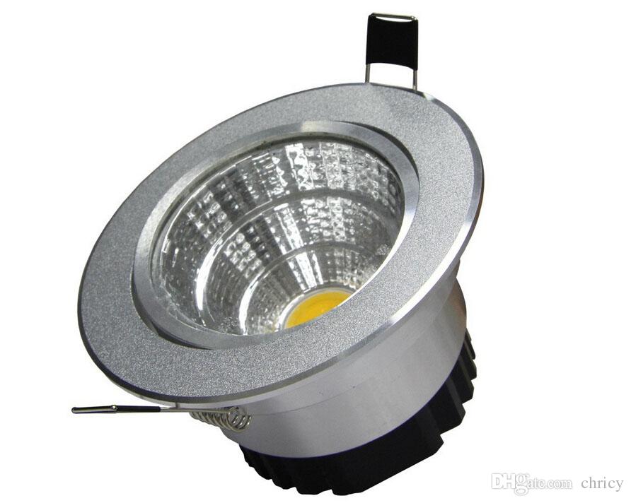 Dimmable LED Recessed Spotlight COB Downlight 6W/9W/12W/15W Silver Ceiling Lamp Warm Cool white AC85-265V