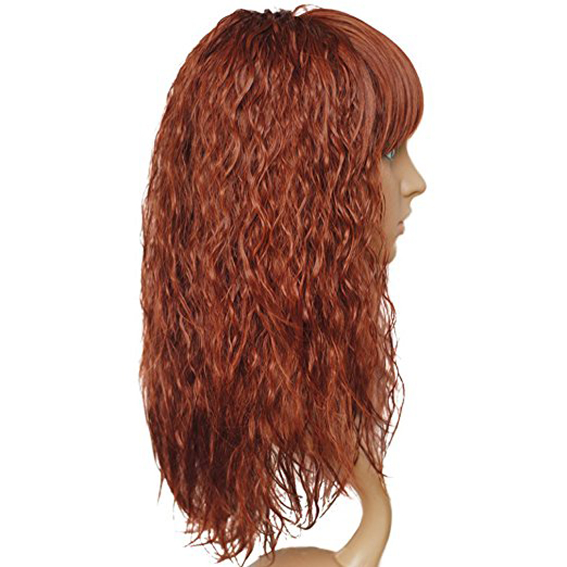 Free shiping Cosplay Wigs for Women Long Synthetic Wavy Curly Reddish Brown Wig with bangs