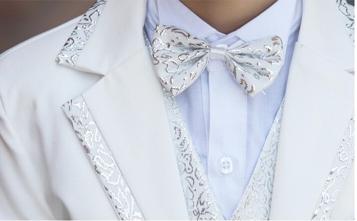 Elegant Fashion Children Tailcoat White Tuxedo Set Costume Birthday Fashion Casual Brand Formal Boy Wedding Suits Blazers 5PCS Set