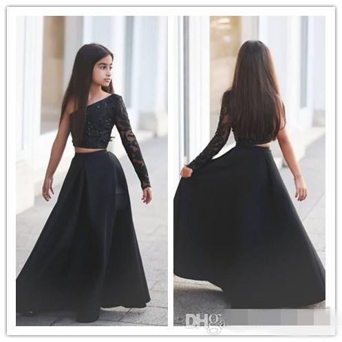 2019 Black Junior Bridesmaid Dresses One Shoulder Two Pieces Flower Girl Dresses Long Sleeves Beaded Lace Little Girl Formal Dresses, Blue
2019 Black Junior Bridesmaid Dresses One Shoulder Two Pieces Flower Girl Dresses Long Sleeves Beaded Lace Little Girl Formal Dresses, Blue