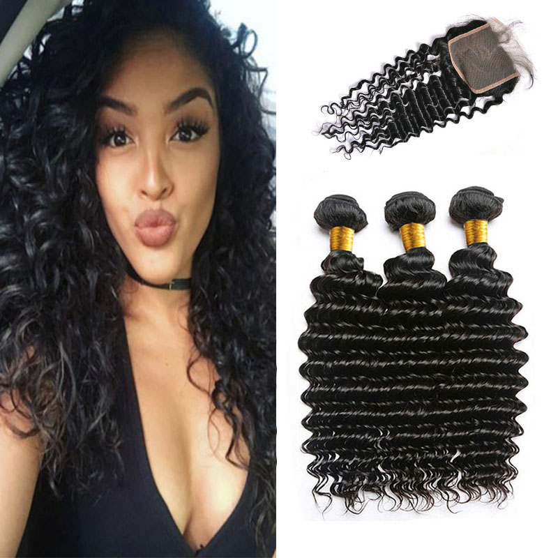 Malaysian Deep Wave Lace Closure with Baby Hair 3pcs Malaysian Virgin Hair Bundles 100% Unprocessed Human Hair Weaves Free Middle Three Part, Natural color
Malaysian Deep Wave Lace Closure with Baby Hair 3pcs Malaysian Virgin Hair Bundles 100% Unprocessed Human Hair Weaves Free Middle Three Part, Natural color