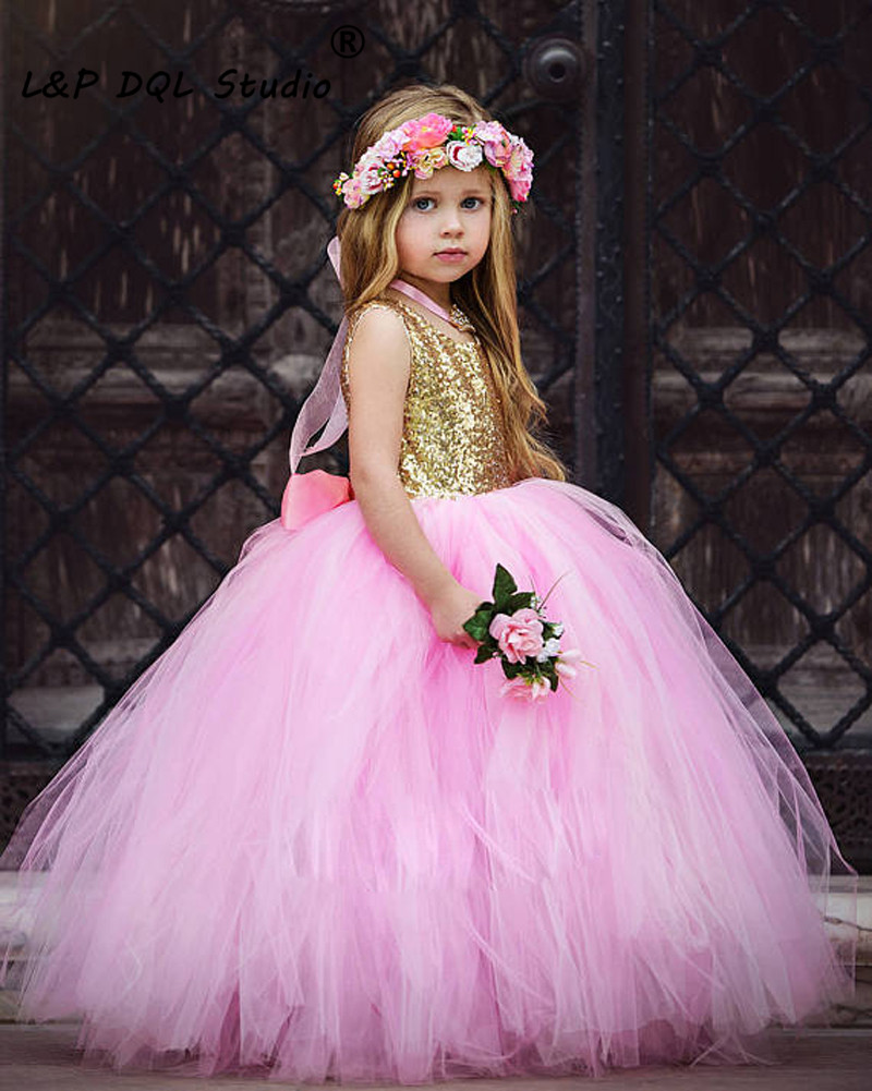 Pink And gold Sequined Flower Grils Dresses Scoop Open Back Ball Gown Floor Length Soft tulle Girls Party Dresses Champagne,Mint Cheap 
Pink And gold Sequined Flower Grils Dresses Scoop Open Back Ball Gown Floor Length Soft tulle Girls Party Dresses Champagne,Mint Cheap