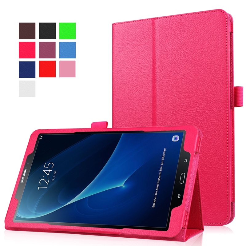 Litchi PU Leather Cover Case for Samsung Galaxy Tab A 101 T585 T580 SMT580 T580N Tablet Screen Protector Film