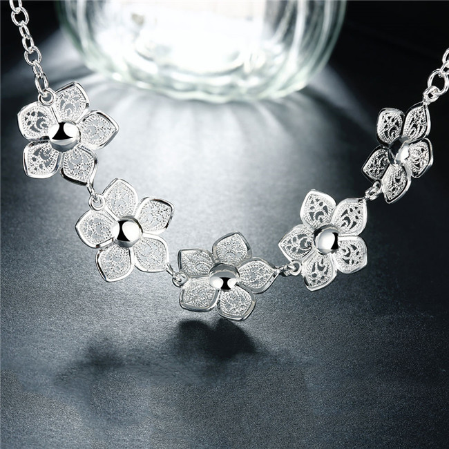 Hot sale Flower Necklace sterling silver plated necklace STSN336,wholesale fashion 925 silver Chains necklace factory direct sale christmas