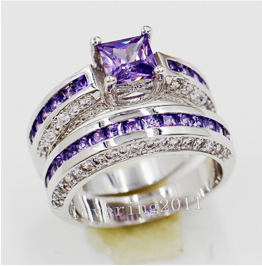 Wholesale - Free shipping size 5/6/7/8/9/10 Luxury Princess cut Jewerly 10ktwhite gold filled Amethyst Gem Simulated Diamond Women Wedding R
Wholesale - Free shipping size 5/6/7/8/9/10 Luxury Princess cut Jewerly 10ktwhite gold filled Amethyst Gem Simulated Diamond Women Wedding R