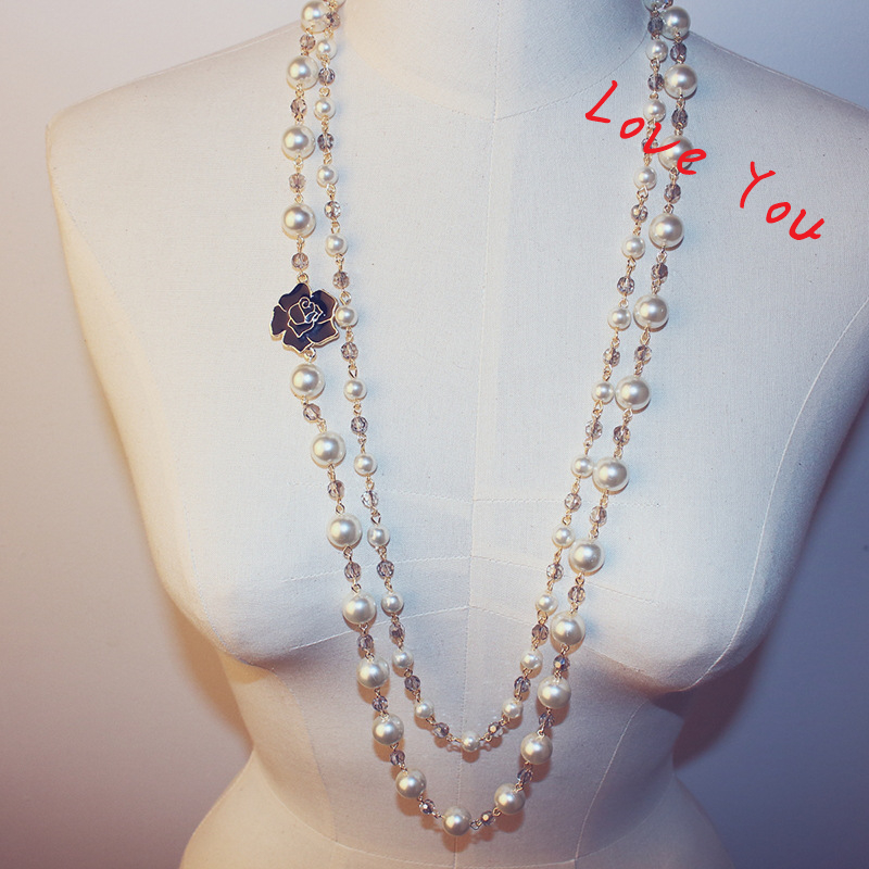 Crystal Beads Necklace & Pendant for Women Flower Charms Long Necklace Sweater Jewelry Korean Pearl Necklace Wedding Party Costume Bijoux
Crystal Beads Necklace & Pendant for Women Flower Charms Long Necklace Sweater Jewelry Korean Pearl Necklace Wedding Party Costume Bijoux