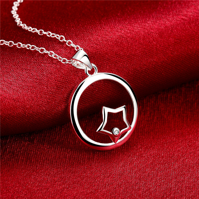 High grade women's Annulus shape Pendant Necklace white gemstone sterling silver necklace STSN704,brand new fashion 925 silver necklace