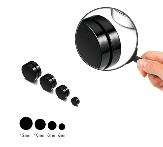 Stainless Steel Punk Style Male/Female Magnetized Round Ear Clips Multiple Diameter Options: 6mm, 8mm, 10mm, 12mm