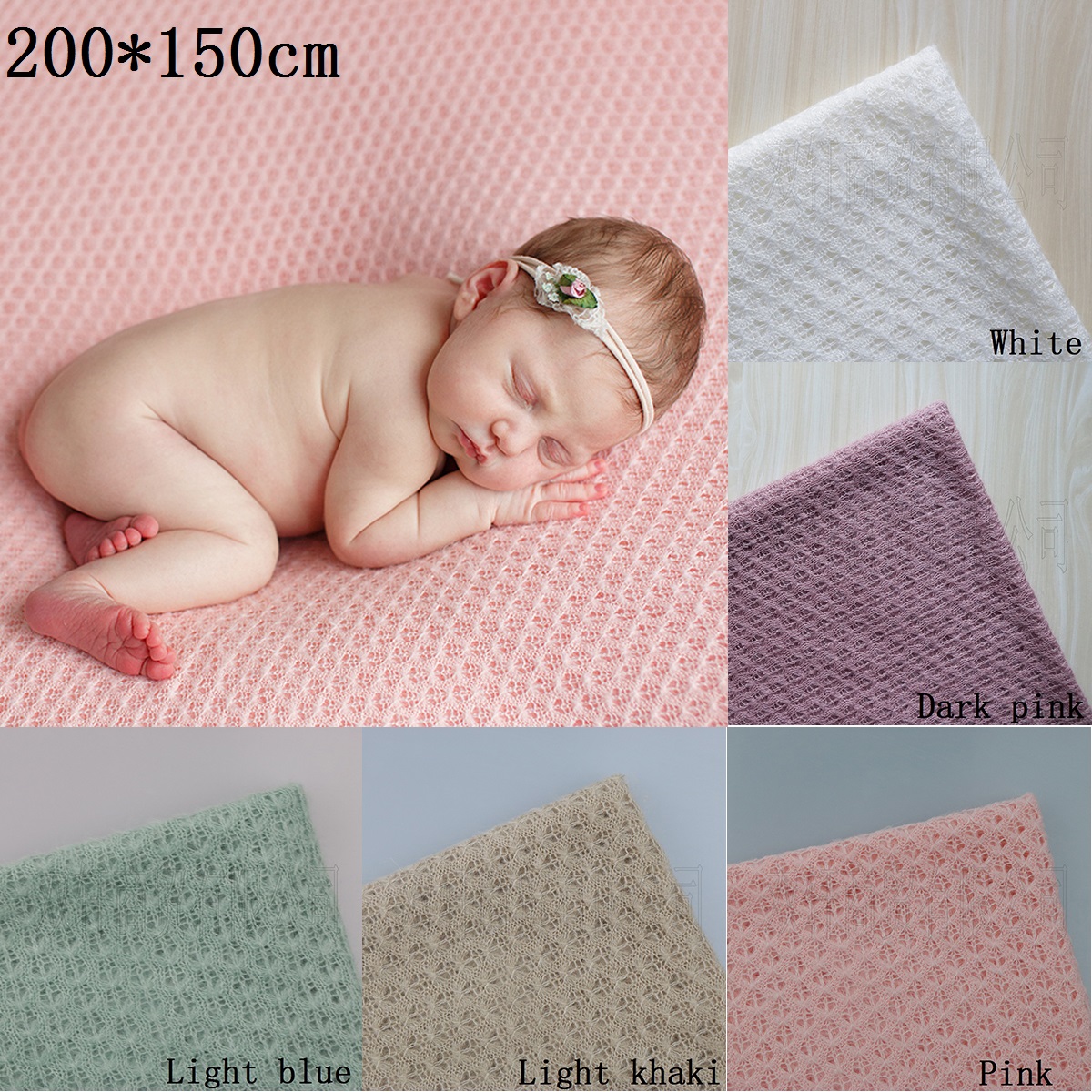 200*150cm 150*150cm Knitted Acrylic thin Fabric Newborn Baby Photography Photo Props Backdrop Blanket Newborn Basket Stuffer