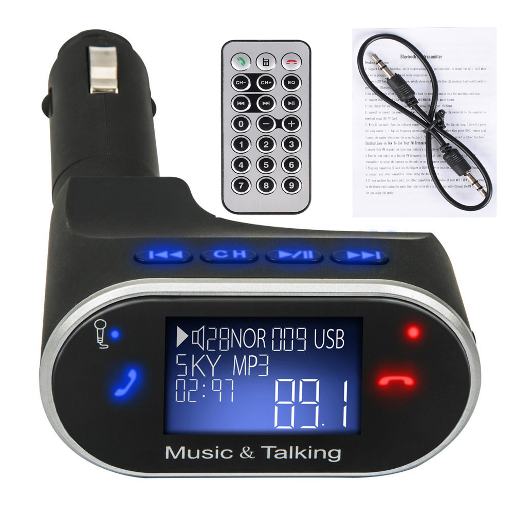 Wireless Bluetooth Car Kit FM Transmitter Radio Adapter Handsfree MP3 Player Radio LCD Modulator USB SD Remote for IOS Android
Wireless Bluetooth Car Kit FM Transmitter Radio Adapter Handsfree MP3 Player Radio LCD Modulator USB SD Remote for IOS Android