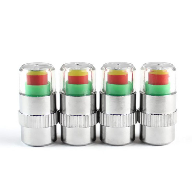 2.4 Bar Car Tire Pressure Monitoring Tool Kit Anti-Theft Lockable Tire Valve Stem Caps Indicator 4PCS/Set