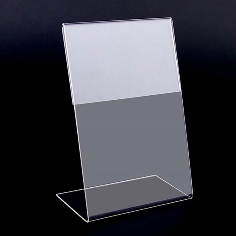 New 10pcs/lot High Quality Clear 6x9cm L Shape Acrylic Table Sign Price Tag Label Display Paper Promotion Card Holder Papelaria