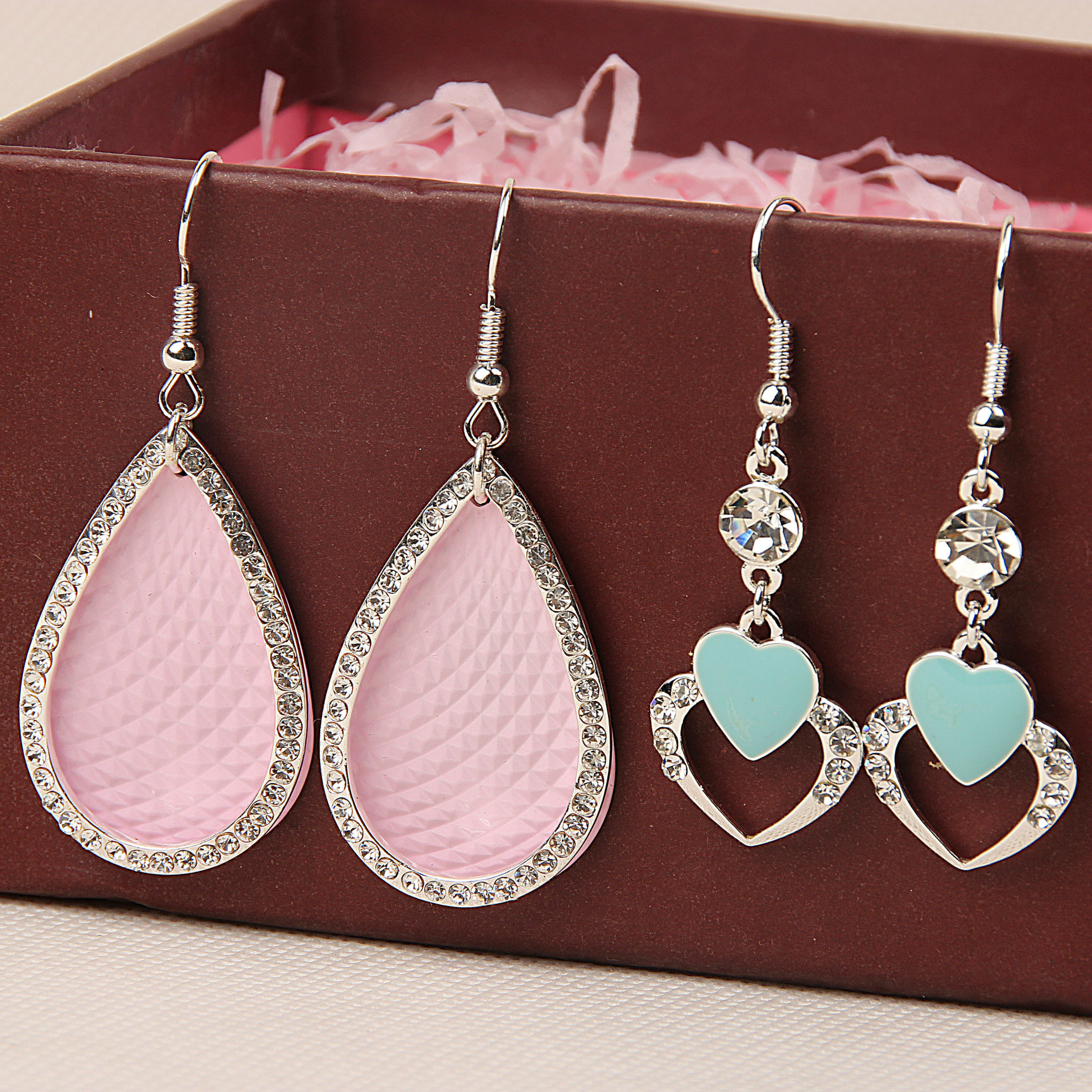 Random mix 100 style 100Pairs/lot Color preserving alloy Set auger Silver crystal pearl Fashion Earrings wholesale earrings New fashion jewe