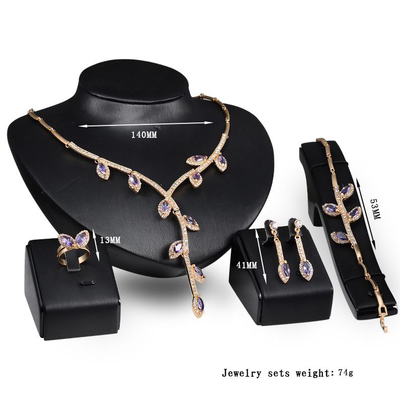 Bracelets Necklaces Earrings Rings Jewelry Sets Fashion Women Luxury Rhienstone 18K Gold Plated Alloy Branch Party Jewelry 4-Piece Set
Bracelets Necklaces Earrings Rings Jewelry Sets Fashion Women Luxury Rhienstone 18K Gold Plated Alloy Branch Party Jewelry 4-Piece Set