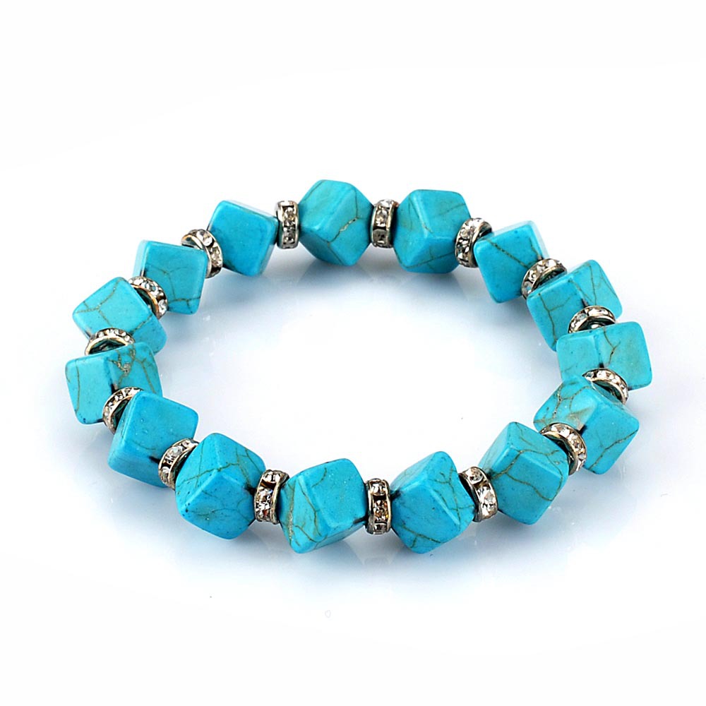 Mixed Order 6 style Turquoise Crystal beads Handmade Beaded Bracelet Anti-fatigue Men's Women's Diffuser Bracelet Fashion Jewelry