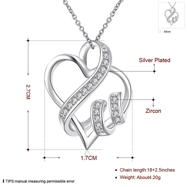 New arrival women's heart shape Pendant Necklace white gemstone sterling silver plated necklace STSN715,hot sale fashion 925 silver necklace
